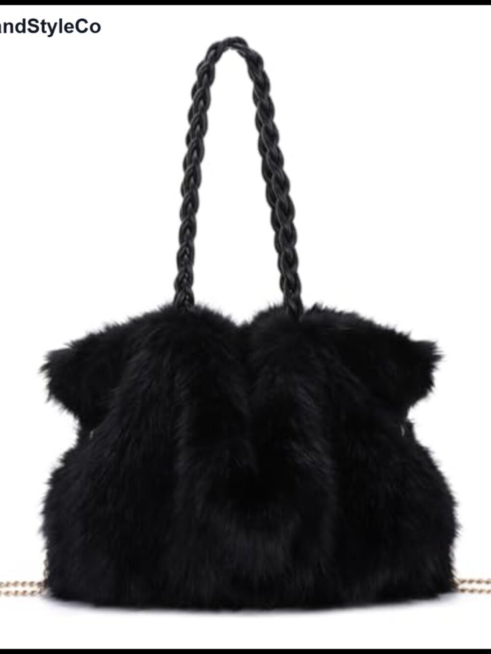 Faux Fur Tote Bag Large Fluffy Plush Handbag with Chain Crossbody for Party